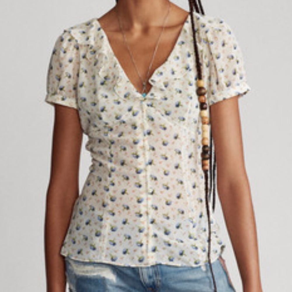 Polo Ralph Lauren Floral Crepe Blouse sz 10 NWT